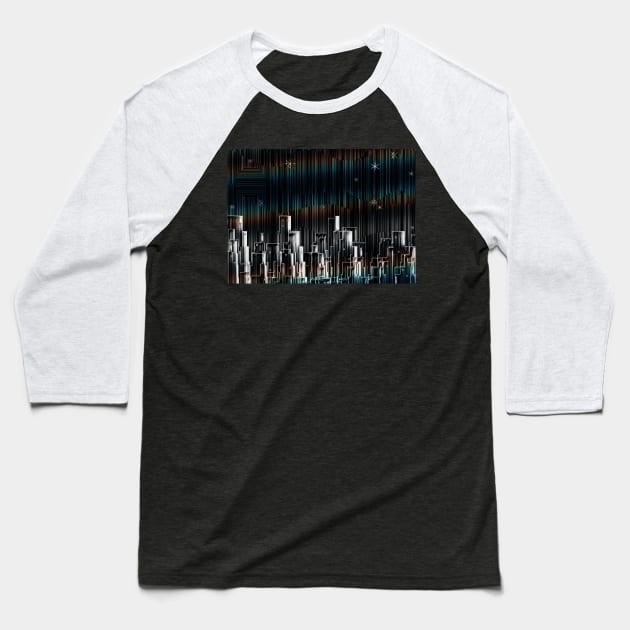 Abstract city silhouettes Baseball T-Shirt by rolffimages